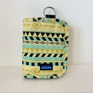 KAVU Zippy Wallet Whimsical Meadow Yellow with Detachable Change Purse
